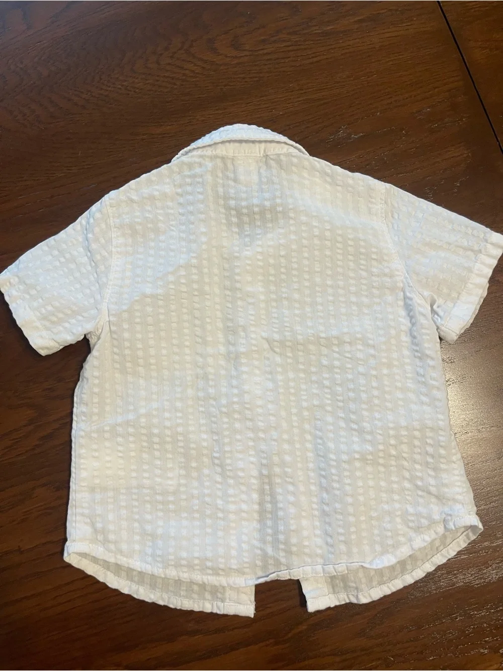 Old Navy White Textured Short-Sleeve Button-Down Shirt for Kids